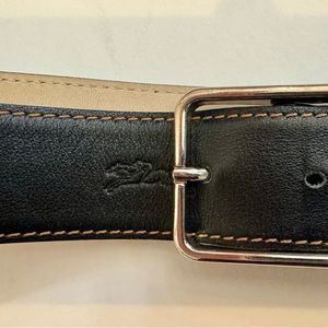 Longchamp black belt orange stitching chrome buckle 90’s. like new!